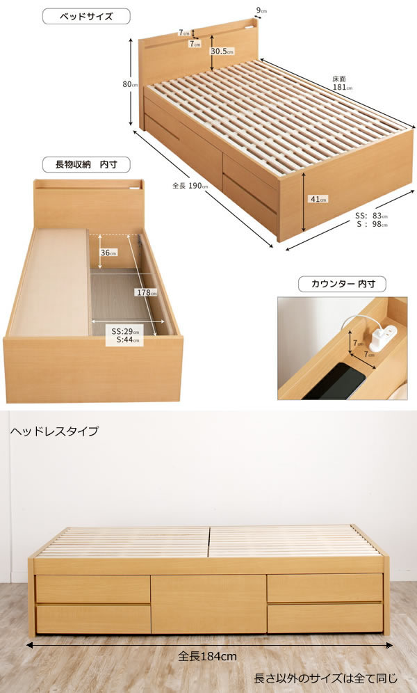高品質で低価格！すのこ仕様日本製ショート丈チェストベッド【Mildred】を通販で激安販売
