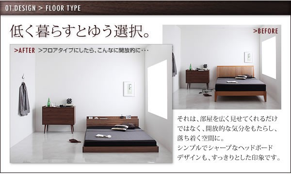 棚・コンセント付きフロアベッド【W.coRe】ダブル・コア　激安通販