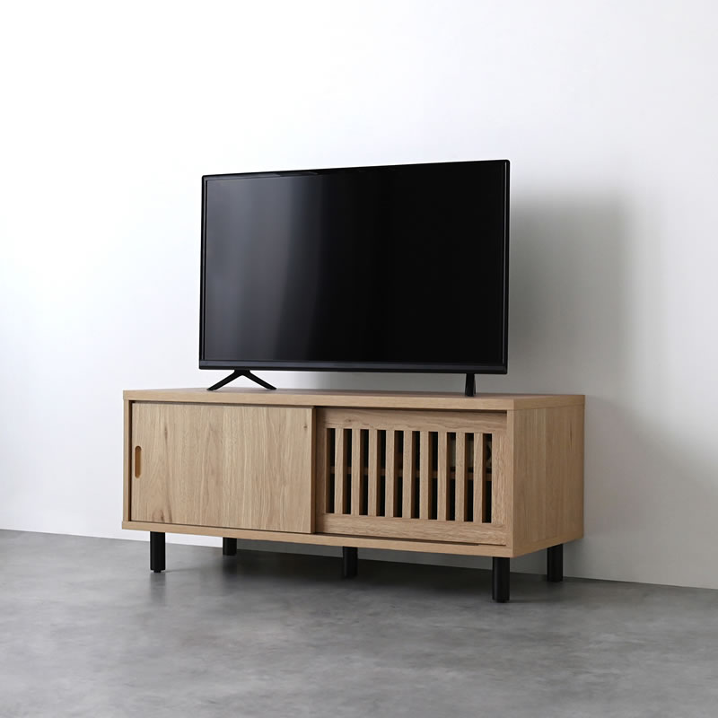 縦格子 ローボード 幅90cm テレビ台 和モダン ナチュラル TVボード