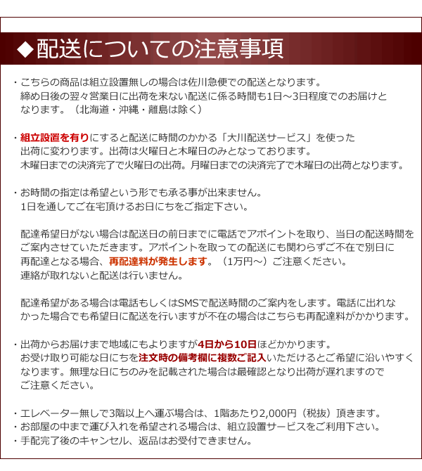 配送について