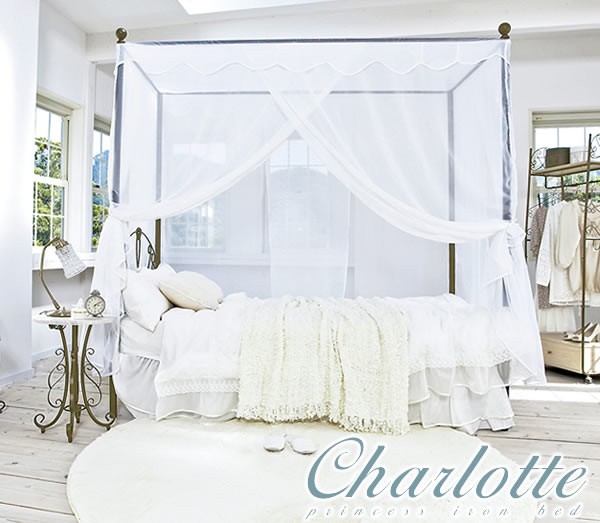 ベッド ベッドフレーム 安い 姫系ベッド アイアンベッド 天蓋付き かわいいベッド ゴージャス Charlotte