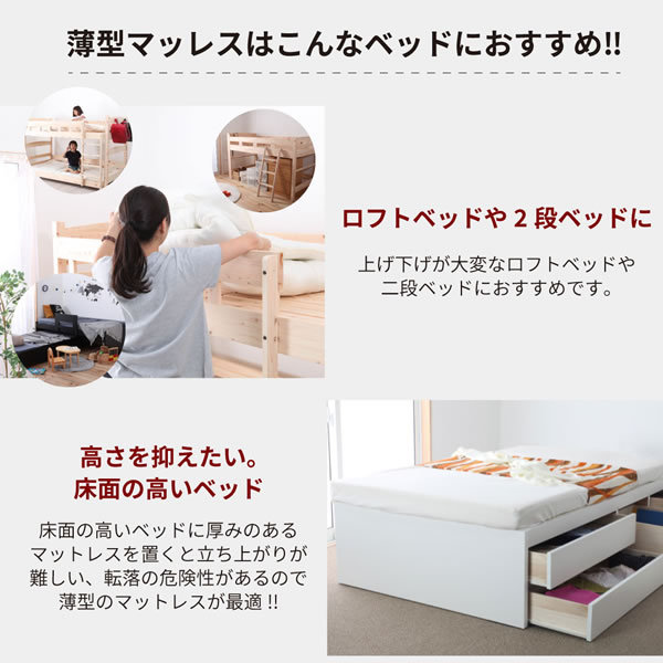 ショート丈にも対応した薄型ポケットコイルマットレスを通販で激安販売