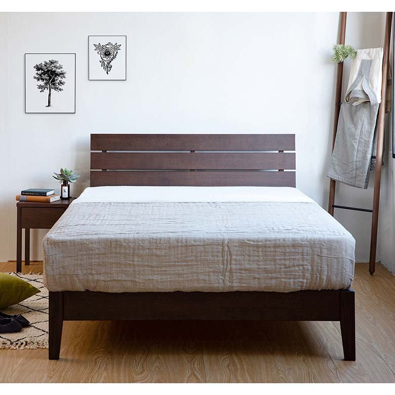 ベッド シングル 木製 組立設置無料 2口 コンセント付 カーラ ブラウン すのこ ベット フレーム マットレス別売り