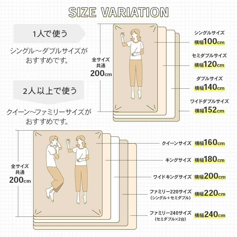ボックスシーツ ファミリーサイズ 240cm幅 2台用サイズ 綿100% プレーンコレクション 6色展開 240×200×25cm オールシーズン 日本製 マットレスカバー |  | 18