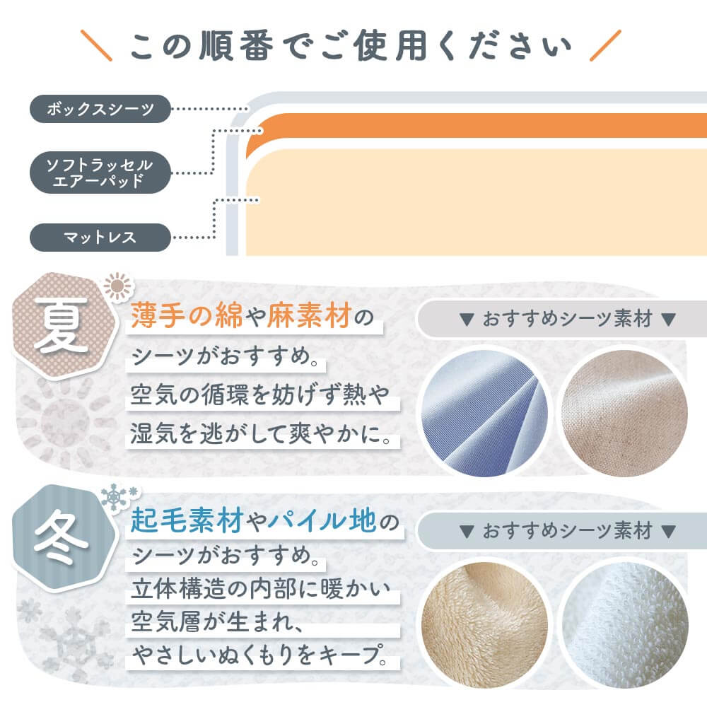 敷きパッド ダブル ソフトラッセル エアーパッド 140×200cm 日本製 厚み約1cm 極薄 軽量 通気性 速乾 洗える 丸洗い オールシーズン 体圧分散 敷パッド |  | 10