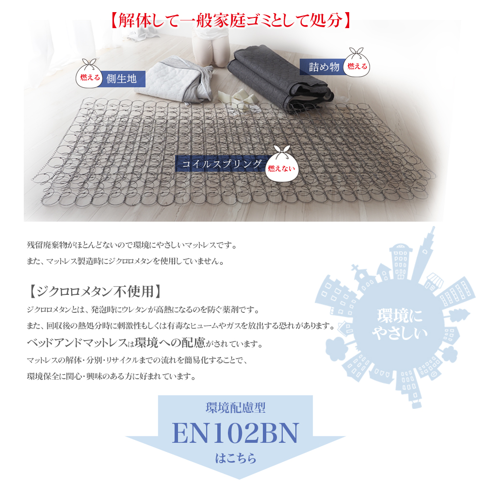 マットレス セミダブル ボンネルコイル スプリング ベッド用 ニット生地 耐久性 EN102BN