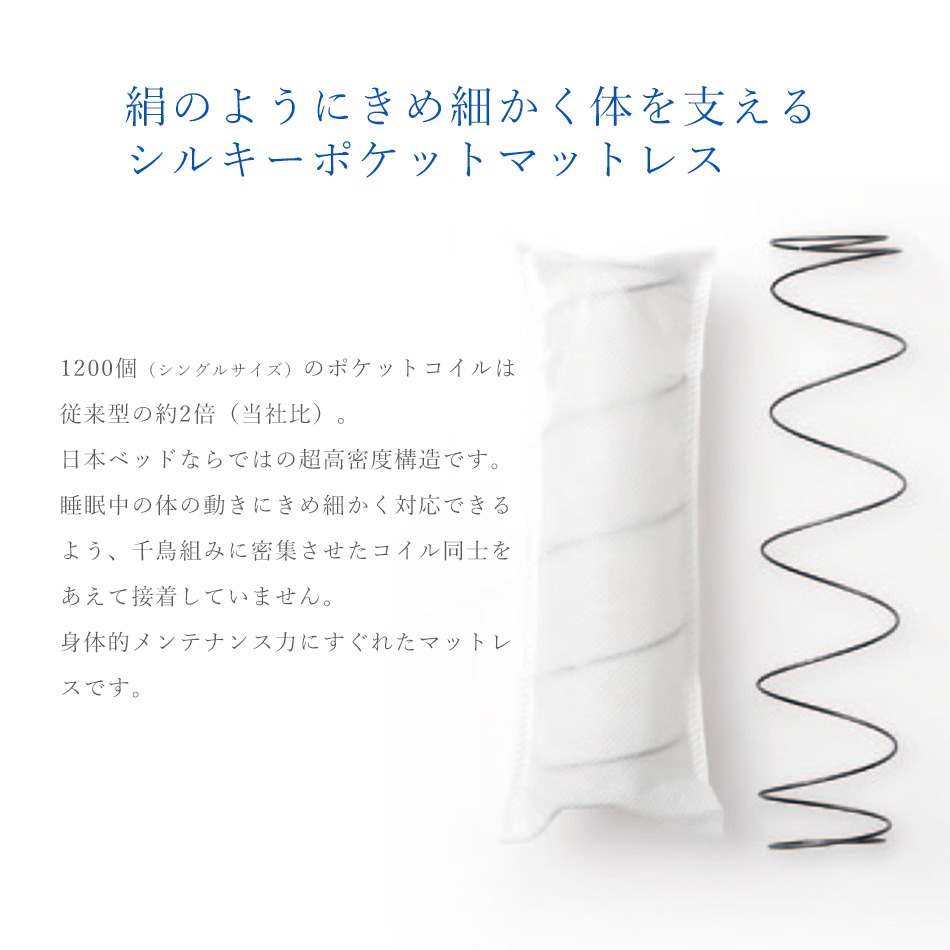 日本ベッド マットレス シングル ポケットコイル 日本ベッド シルキーポケット レギュラー11332 ウールレイヤーなし メーカー直送品