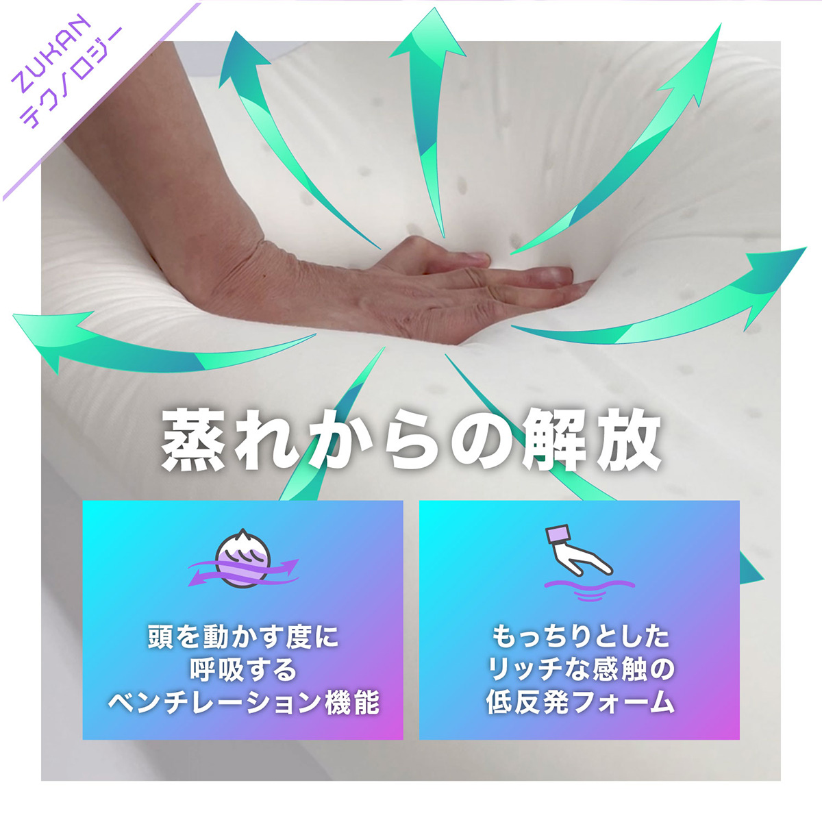フランスベッド 頭寒足熱 ズカンピロー ZUKAN PILLOW 放熱 涼感