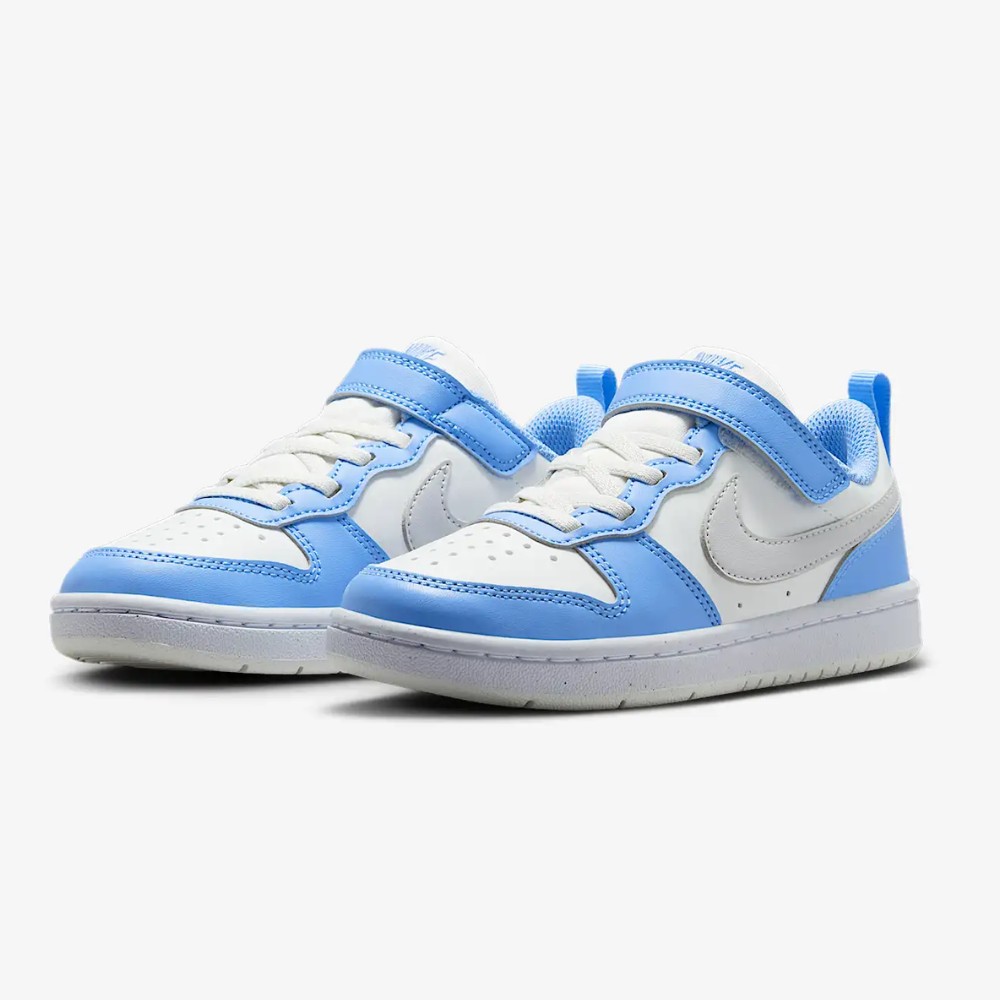 即納 NIKE ナイキ コート ボロー ロー リクラフト DV5457-128 ホワイト/ブルー キッズシューズ 17.0〜19.5cm 運動靴 カジュアル スポーツシューズ 子ども靴 人気 | NIKE | 01
