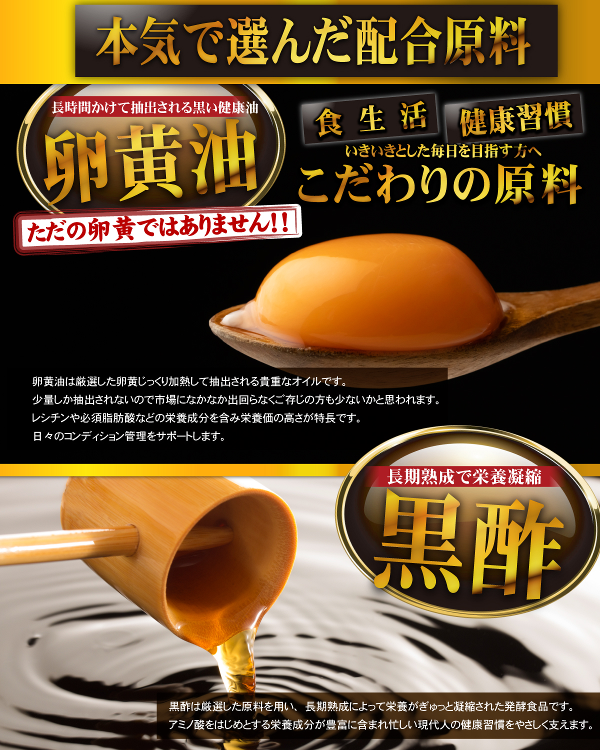 醗酵 黒にんにく卵黄 油 ＆ 黒酢（約6ヵ月分/180粒） サプリメント