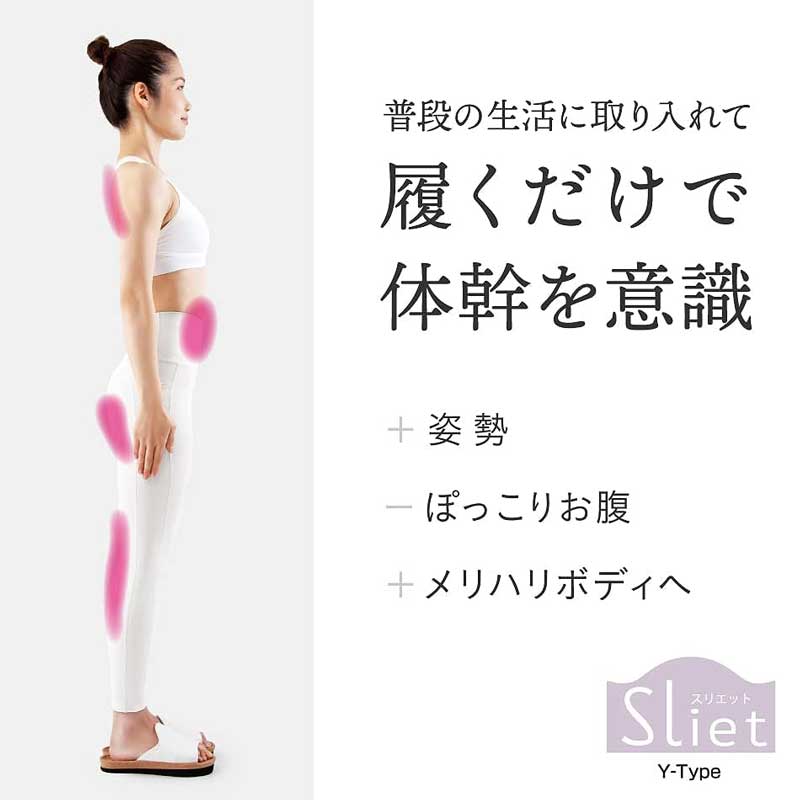 履くだけで体幹を意識 スリエット Yタイプ Sliet Y-type ダイエットスリッパ 姿勢改善 足裏アーチ つかむインソール ながらケア｜befine