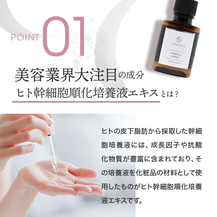 美容液 ヒト幹細胞 原液 10% 高濃度配合 CONODO コノド ステムリッチ セラム 30ml 送料無料｜begarden｜03