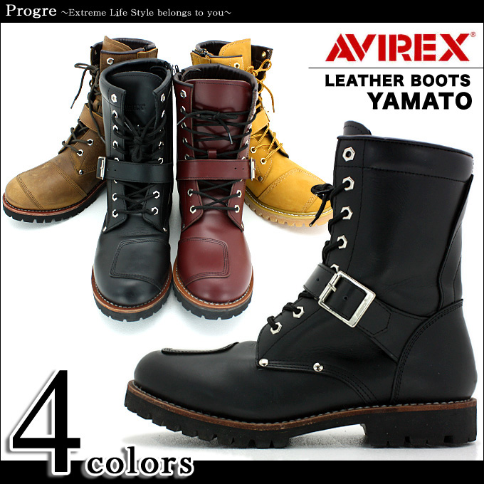 売り切れAVIREX アヴィレックス AV2100 YAMATO レザーバイカーブーツ 靴