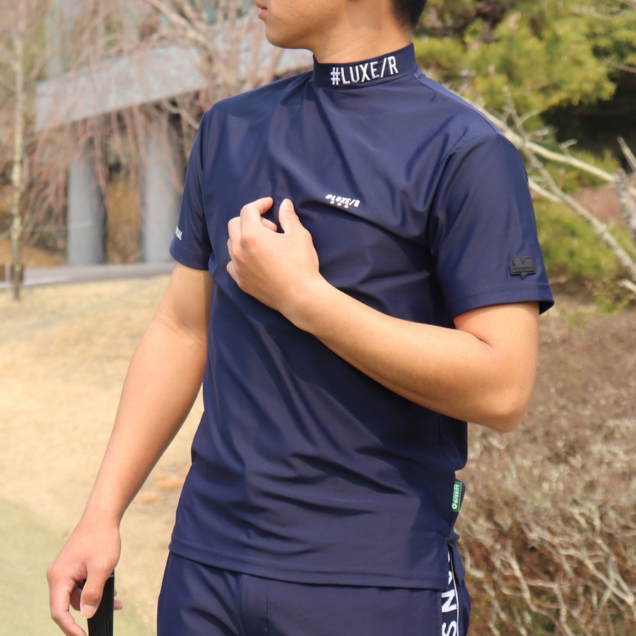 吸水速乾 ストレッチ モックネック Tシャツ メンズ 接触冷感 半袖