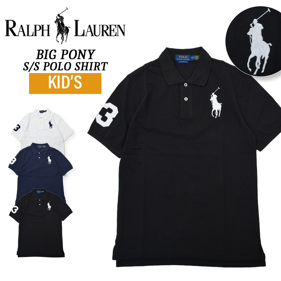 ポロバイラルフローレン ポロシャツ ビッグポニー 刺繍 ブラック L POLO RALPH LAUREN（ポロ・ラルフローレン） 【並行輸入品】【キッズ