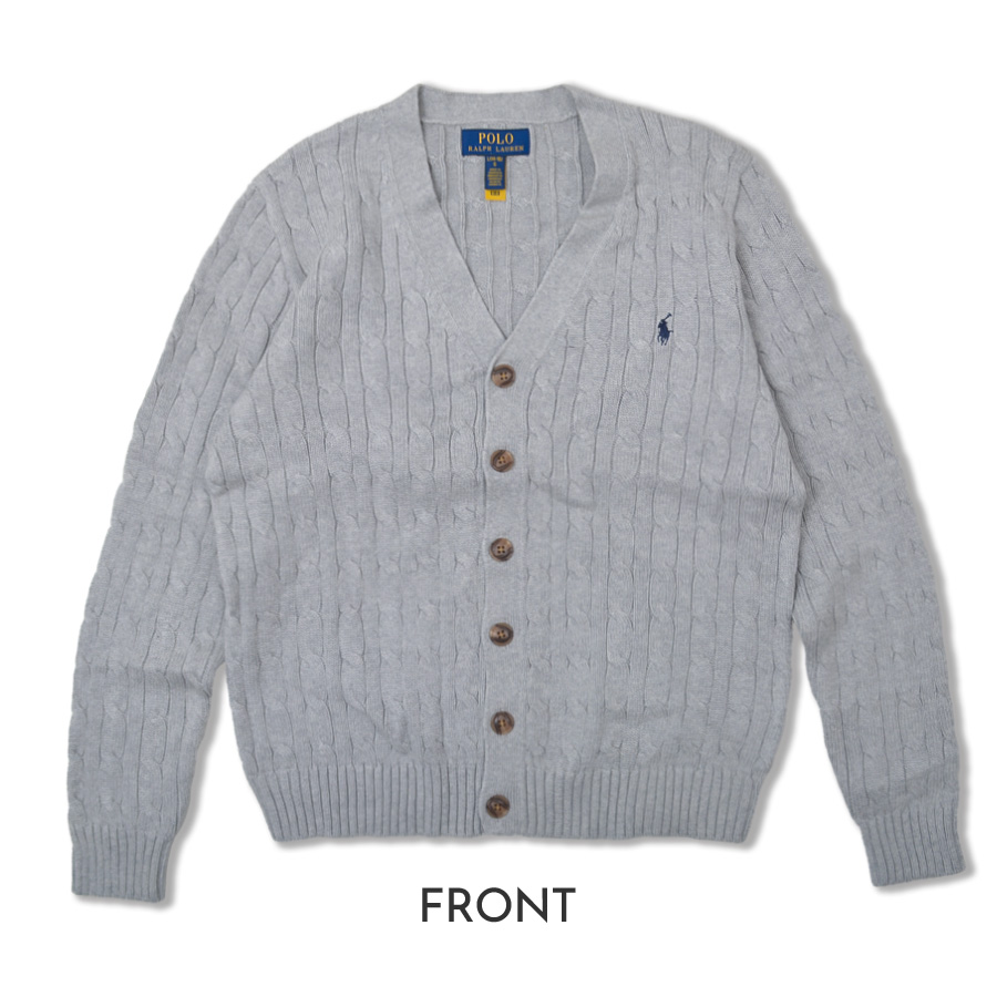 ★L相当★ RRL ニット カーディガン ヘリンボーン ラルフローレン グレー POLO RALPH LAUREN（ポロ・ラルフローレン） 【並行輸入品】ラルフ