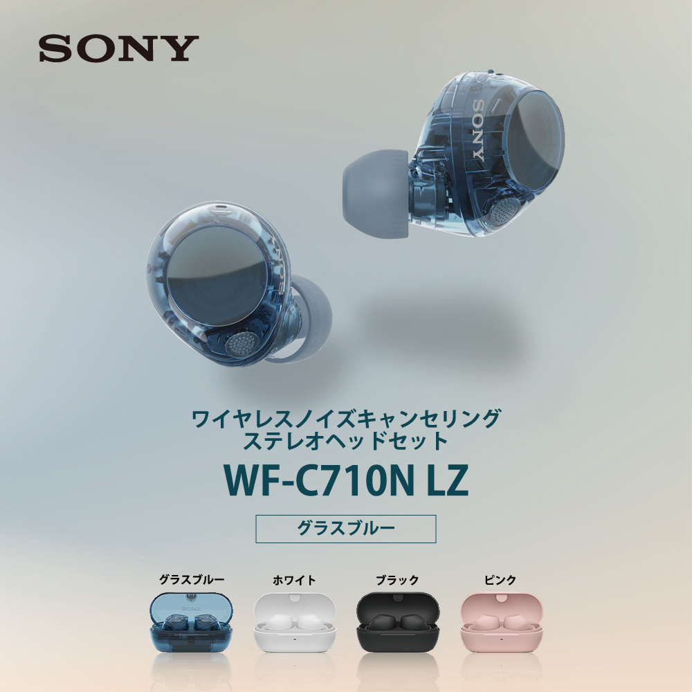 ソニー WF-C710N ブラック ワイヤレスイヤホン Bluetooth SONY ソニー 完全ワイヤレスイヤホン グラスブルー ノイズ
