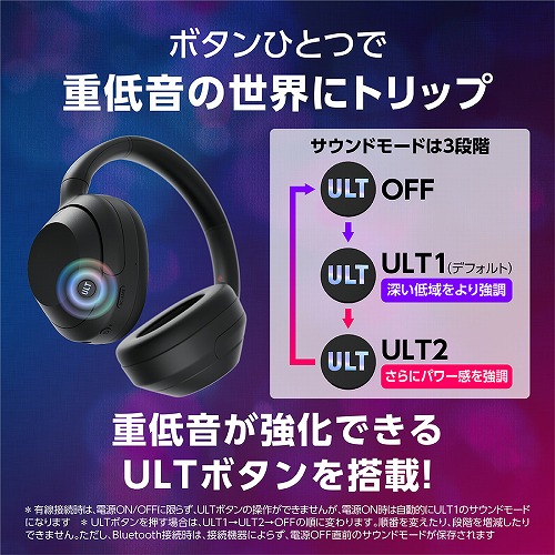 ソニー SONY Bluetooth ワイヤレス ノイズキャンセリング ステレオ ヘッドセット ヘッドホン ハイレゾ対応 ULT POWER  SOUND 重低音 WH-ULT900N BC ブラック : 4548736156425 : Bサプライズ - 通販 - Yahoo!ショッピング