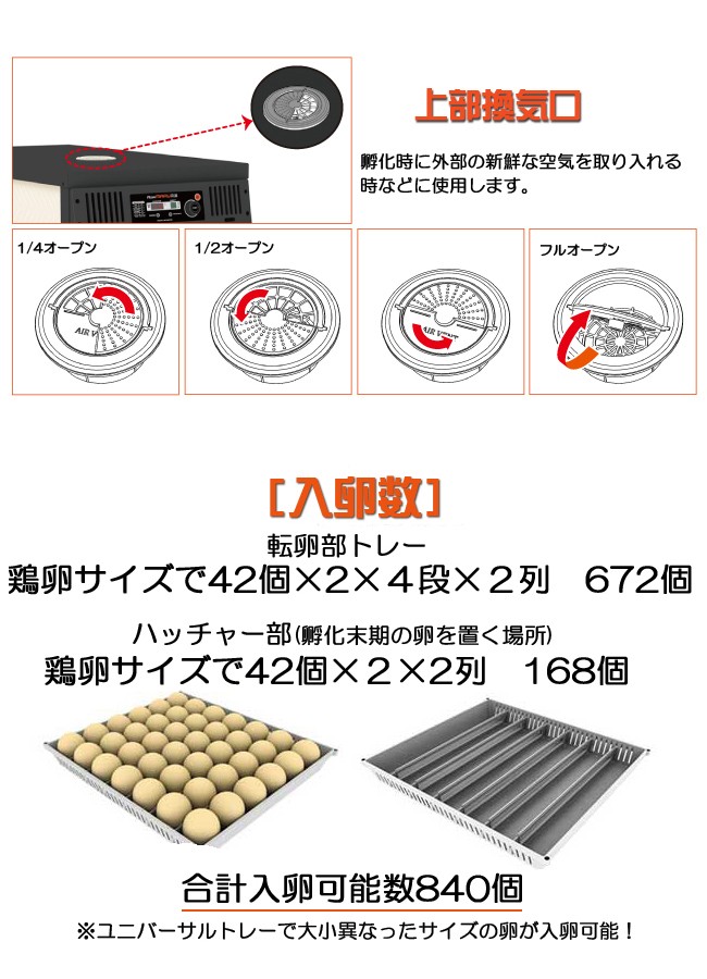 MARU1000-DELUXE 業務用全自動孵卵器(ふ卵器・ふ卵機) : eバード
