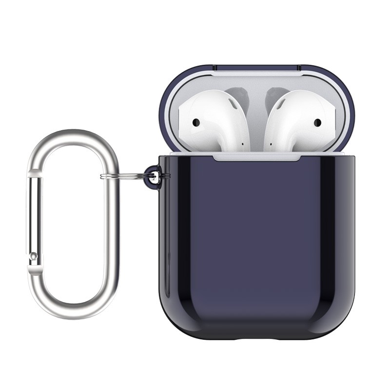 AirPods2 /1 エアポッズケース TPUカバー メタリック 保護 カラビナ付 /Naked2 Silicone Case