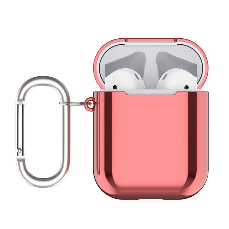 AirPods2 /1 エアポッズケース TPUカバー メタリック 保護 カラビナ付 /Naked2 Silicone Case