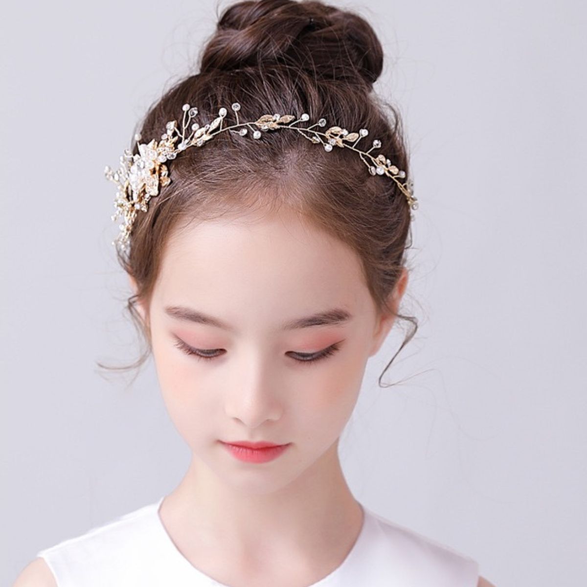 F)子供髪飾り 発表会 ヘアアクセサリ 子供ドレス 真珠 ヘッド