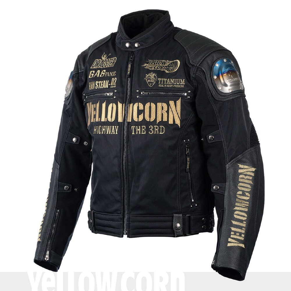 YELLOW CORN ジャケット ブラック バイクウェア バイクジャケット YeLLOW CORN バイク用ジャケット（サイズ（S/M/L）：4L）｜バイク