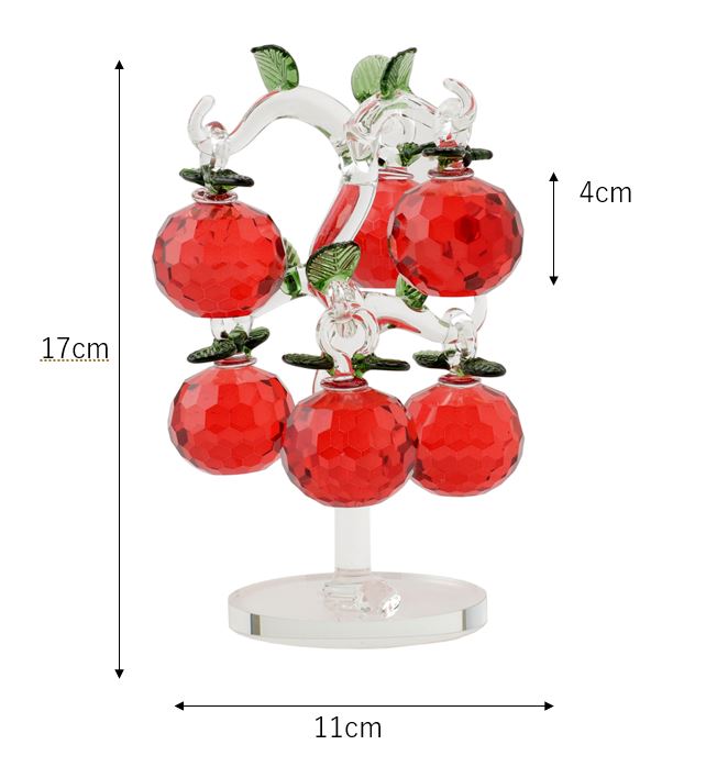 クリスタル 置物 アップルツリー 4cm リンゴの木 木 りんご ガラス