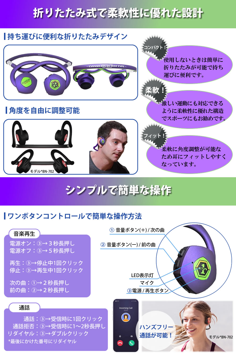 【未開封】bonein 骨伝導 イヤホン エヴァンゲリオン 初号機 未開封】bonein 骨伝導 イヤホン エヴァンゲリオン 初号機