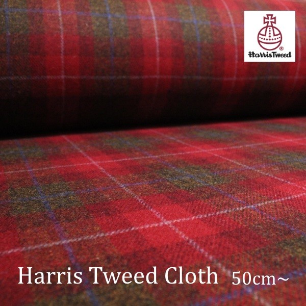 50cm×50cm】Harris Tweed(ハリスツイード)生地◇チェックPart1◇ラベル 