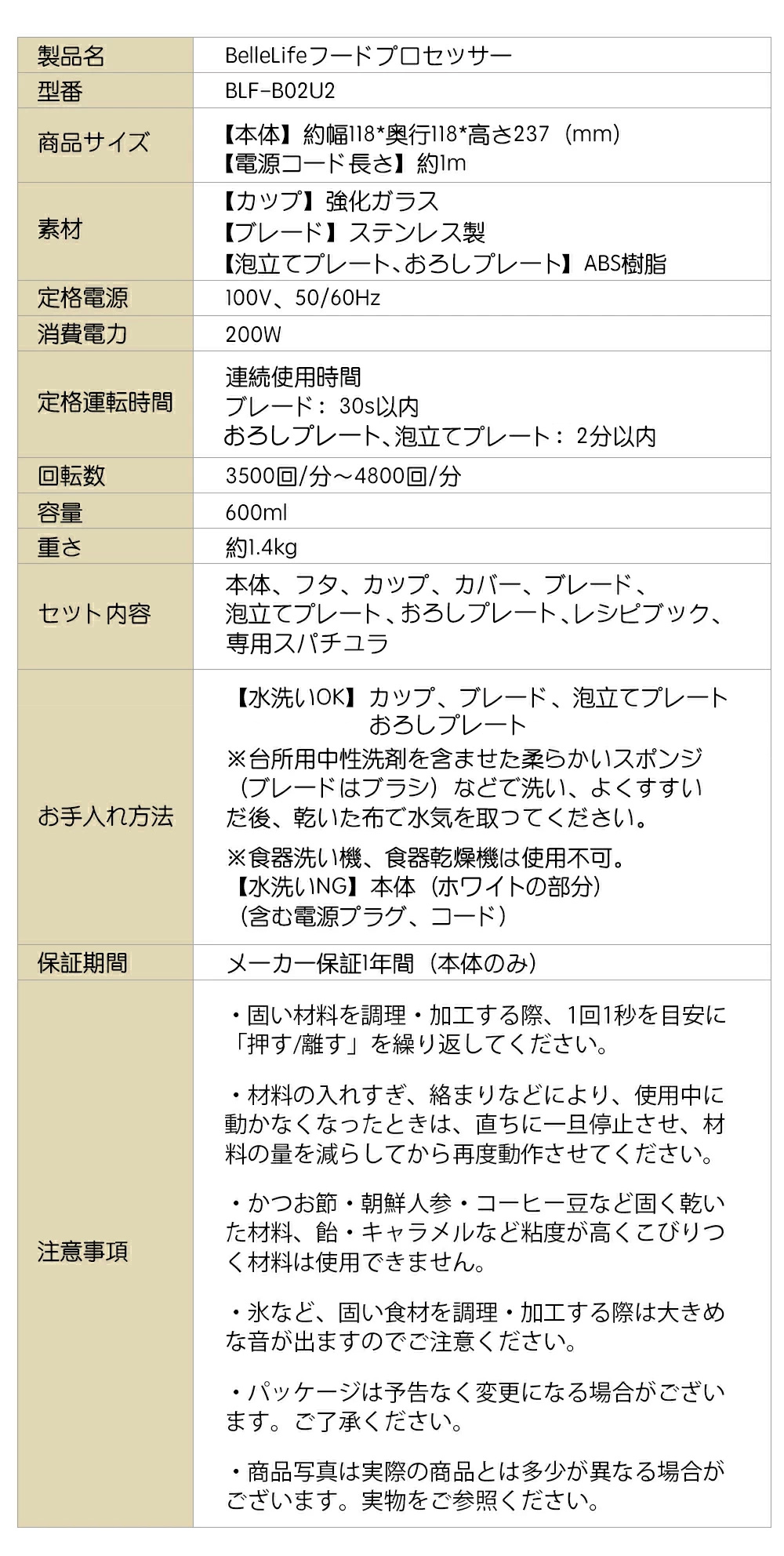 フードプロセッサー