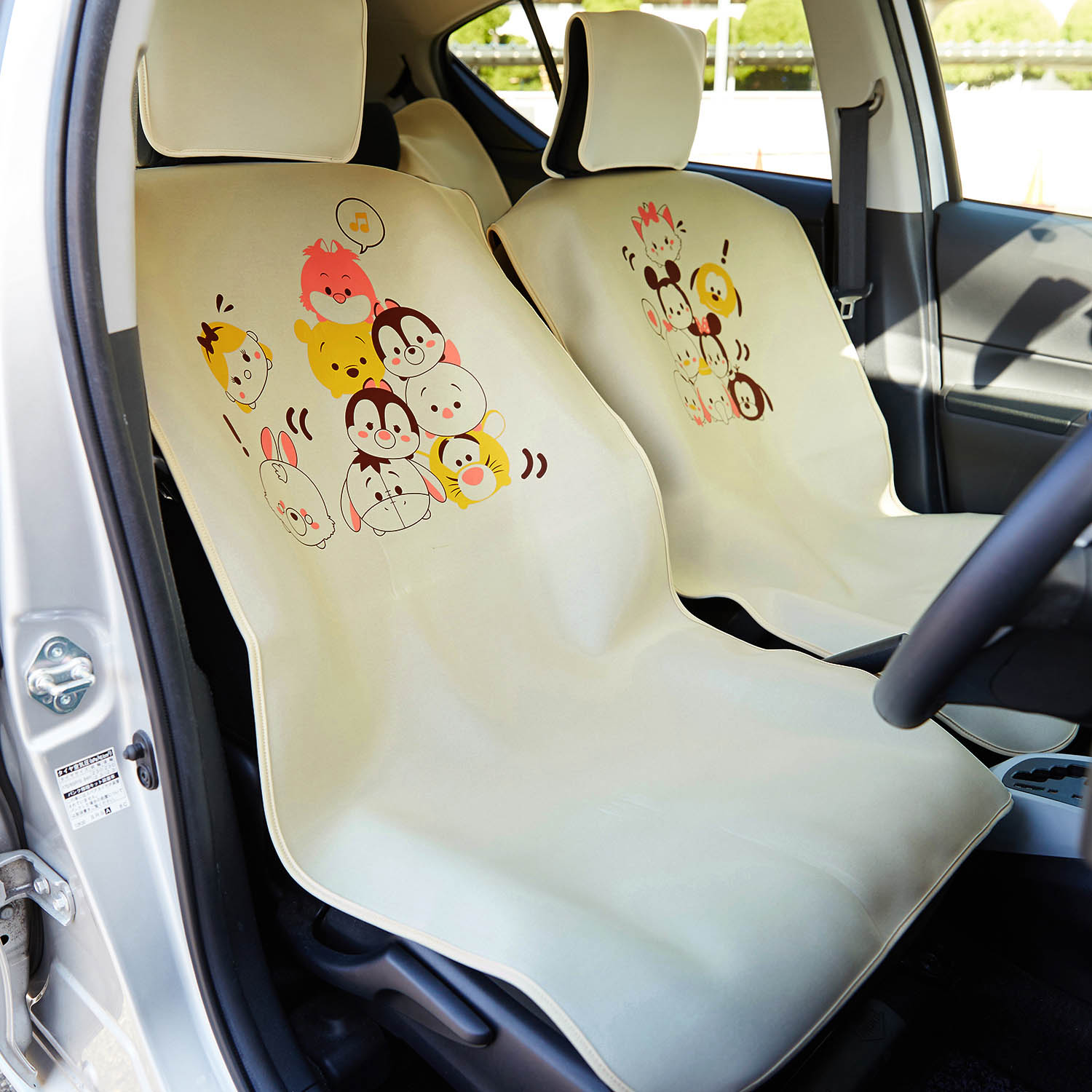 Disney ディズニー 防水カーシートカバー フロント用2枚 リア用 カーシート 車用 シートカバー 座席カバー エプロンタイプ