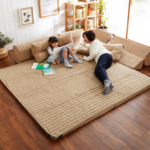 背面を倒してくつろげるコーナークッションセット（ローソファー） 小