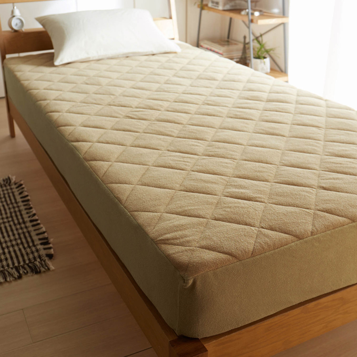 敷きパッド ベッドパッド ベットパット ダブル ボックスシーツ型 寝具 寝室 綿素材 ソフトパイル おしゃれ｜bellemaison｜02