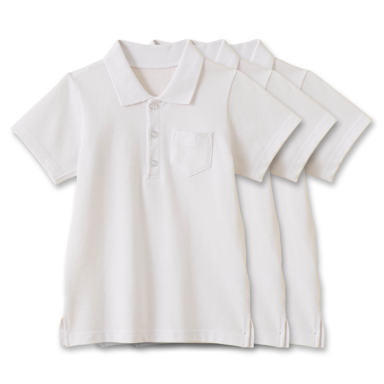 ポロシャツ シャツ スクールポロシャツ 半袖 3枚セット 子ども服 こども用 綿素材 ボタン 90 ...