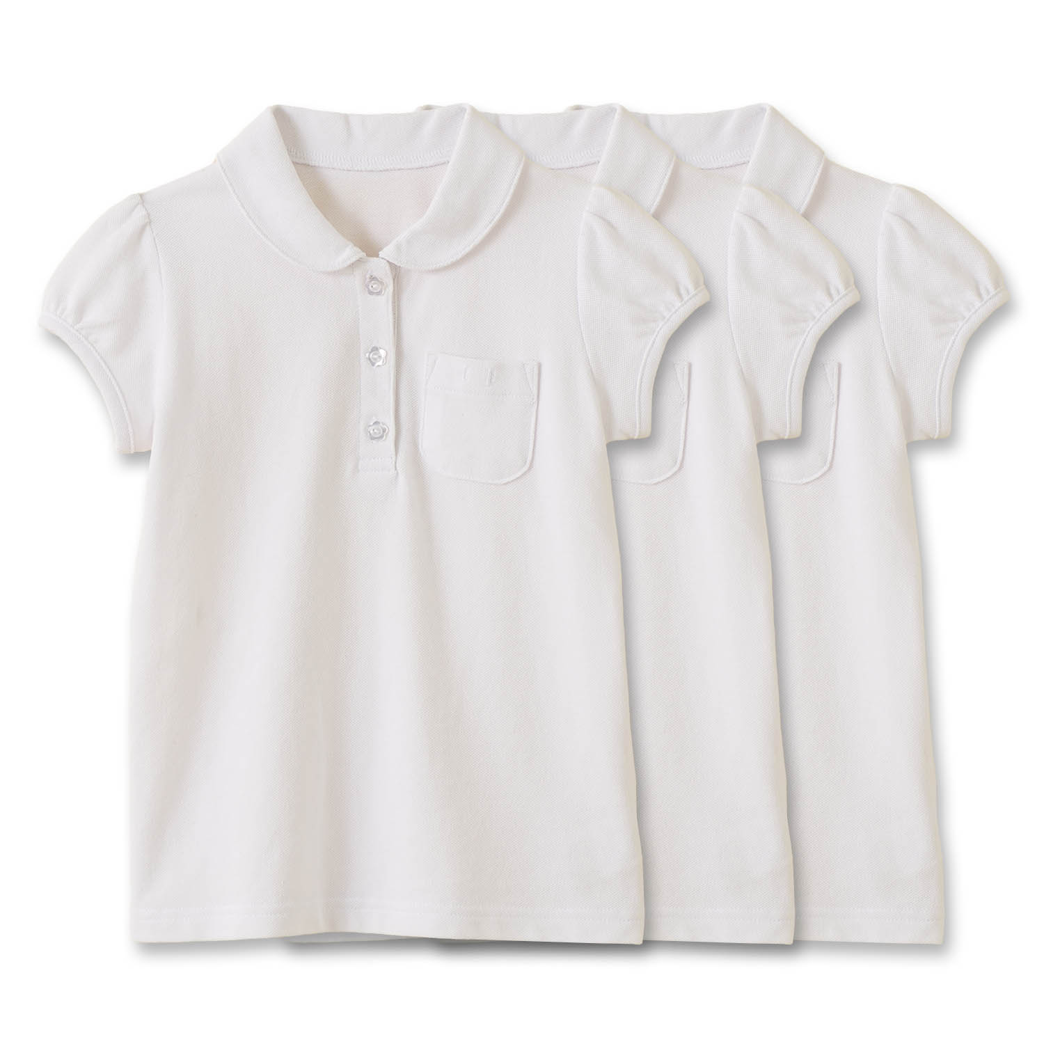 ポロシャツ スクールポロシャツ 半袖 3枚セット キッズ 女の子 子供 子ども服 ボタン 90 10...