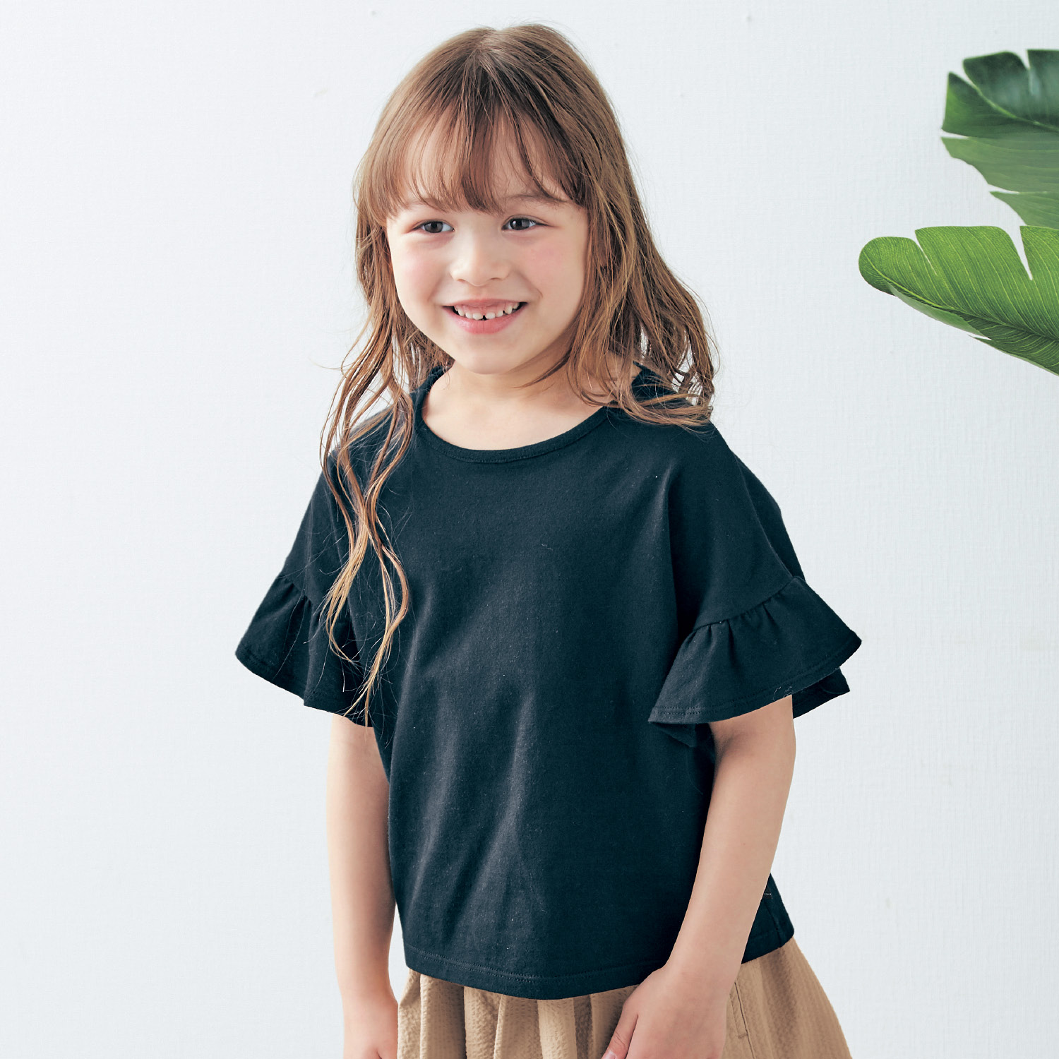 Ｔシャツ ガールズ キッズ 半袖 袖フリル Tシャツ カットソー 子供