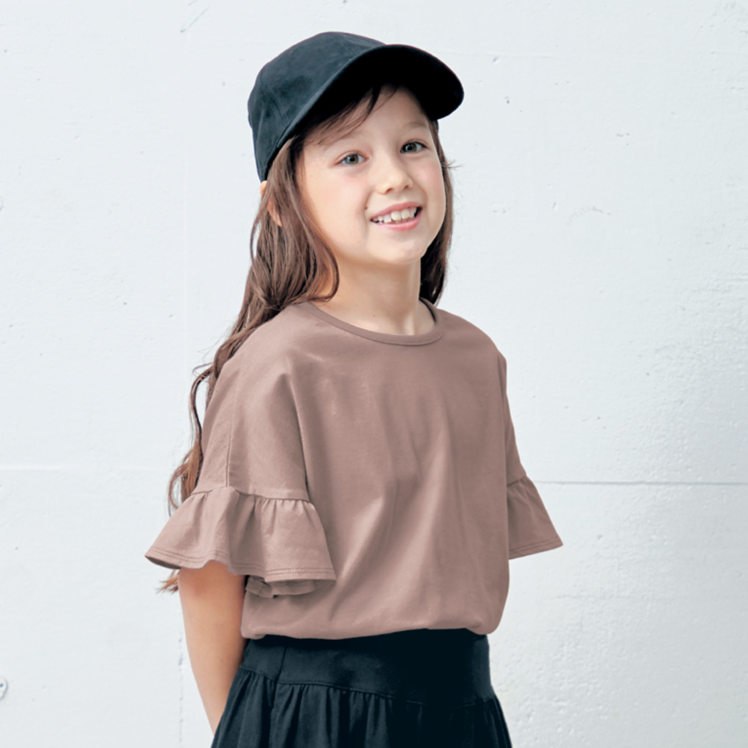 Ｔシャツ ガールズ キッズ 半袖 袖フリル Tシャツ カットソー 子供