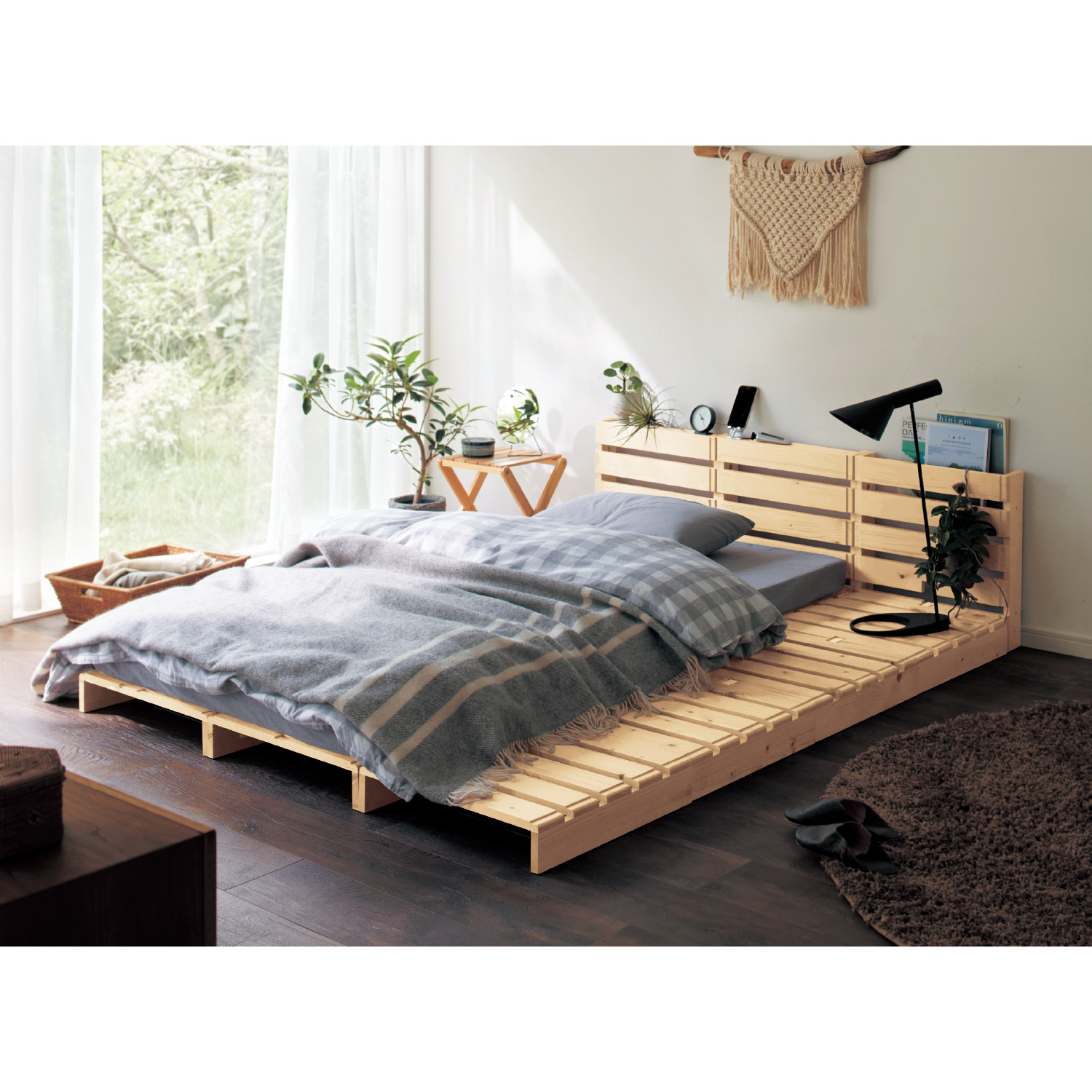 パレットベッド 12枚 ベッド パレット すのこ すのこベッド ベッドフレーム 簡単組み立て 通気性 おしゃれ 木製 天然木 ベルメゾン 家具