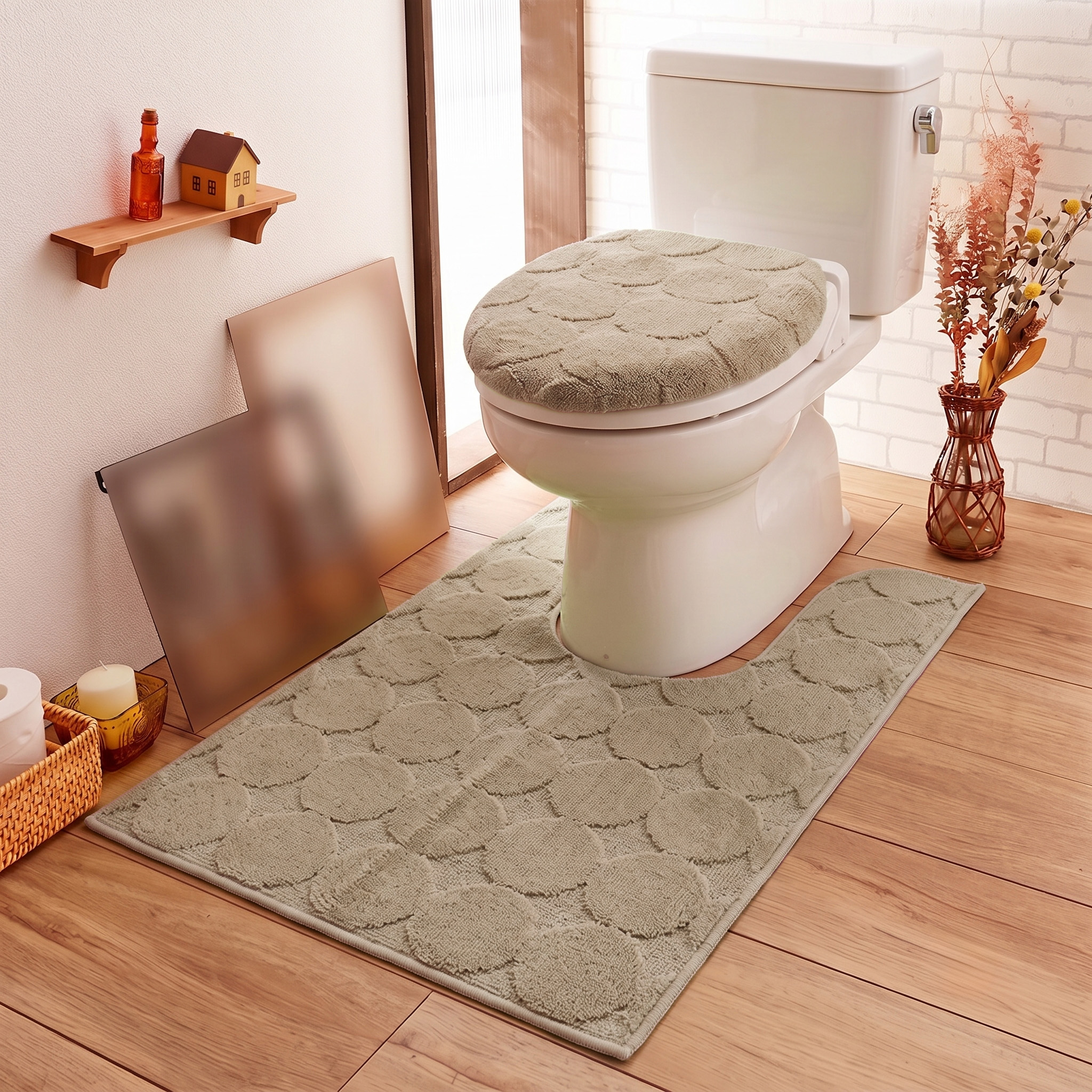ベルメゾン（BELLE MAISON） トイレマット フタカバーセット セット