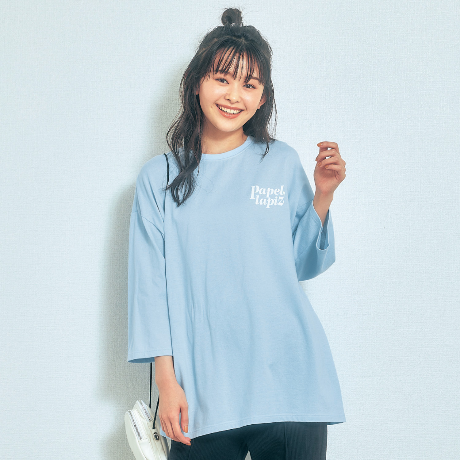 パペルラピス バックプリント七分袖ゆるTシャツ J-XXS（135〜145） J-XS（145〜155） J-S（150〜160） J-M（155〜 165） :1212555-001:ベルメゾン Yahoo!ショッピング店 - 通販 - Yahoo!ショッピング