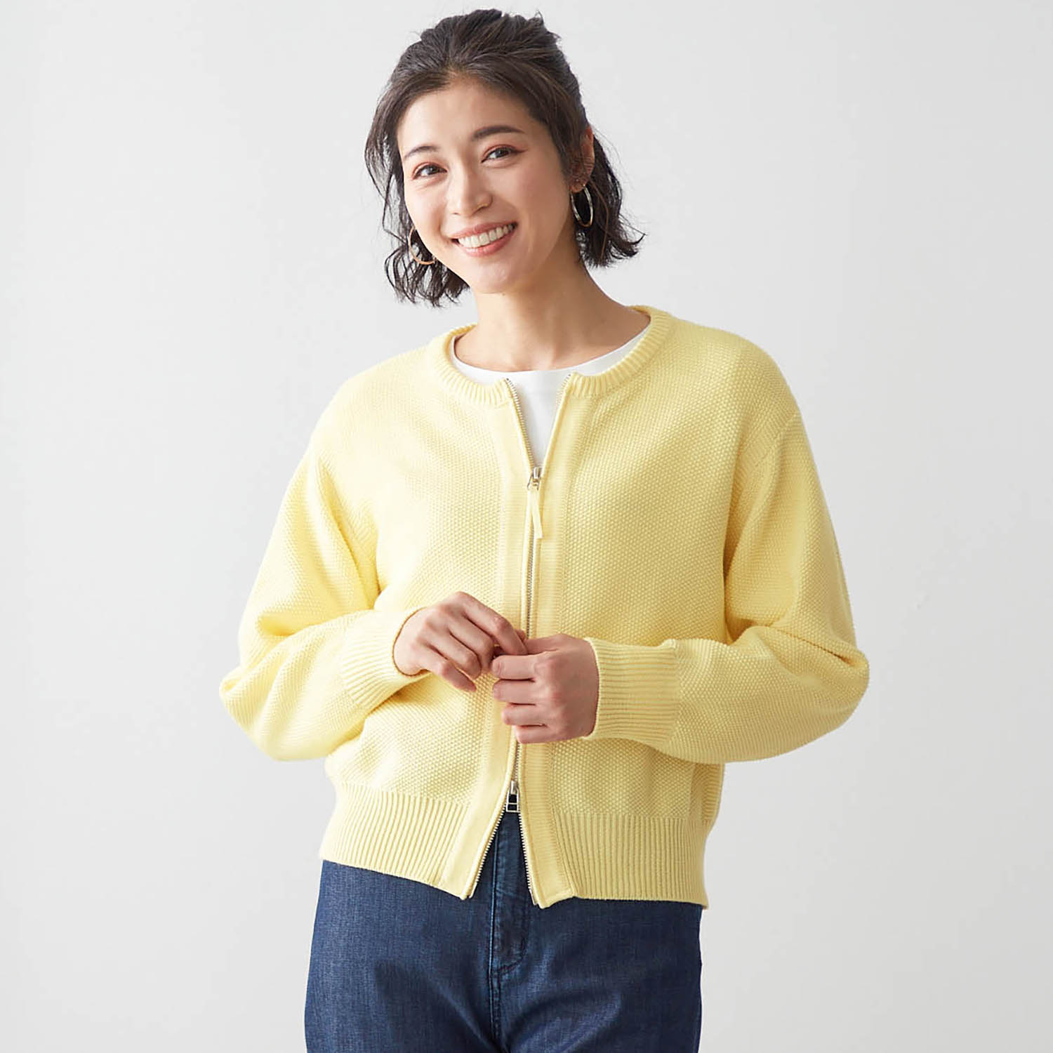 専用出品！２３区新品✨️今季完売✨️ブークレニットブルゾン　ボアアウターダントン ベルメゾン ブルゾン 上着 アウター トップス ニット ニット