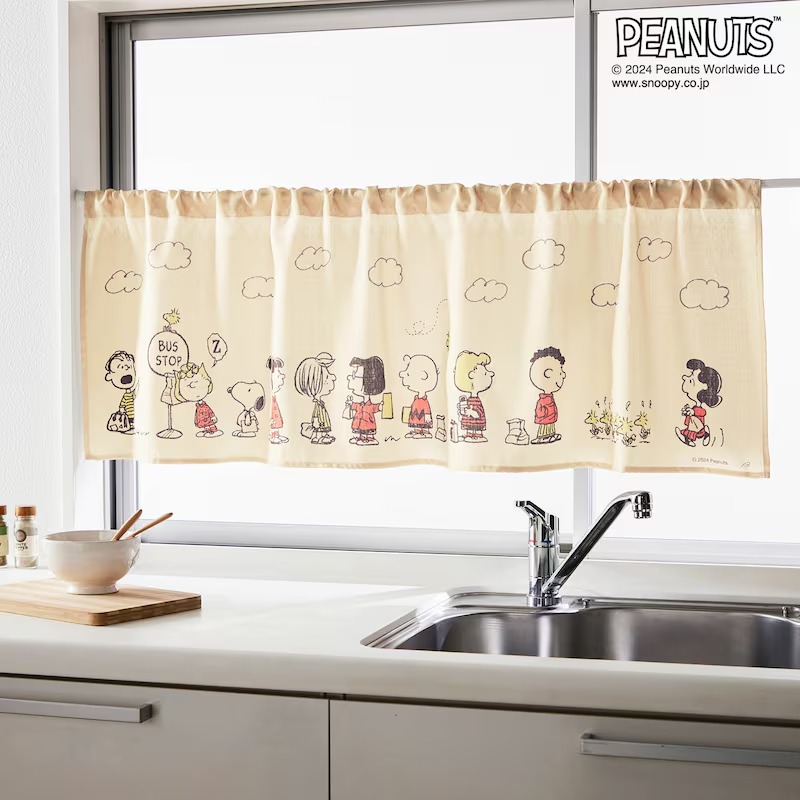 PEANUTS カフェカーテン カーテン 洗える 窓際 目隠し マルチ用途