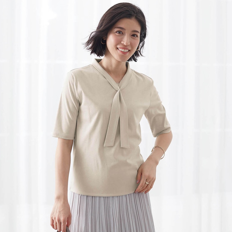 売れ筋商品|||ノクチューン カットソー トップス レディース Women's Backless Belted Blouse Dark beige GOLDJAPAN 大きいサイズ レディース トップス 七分袖スクエア
