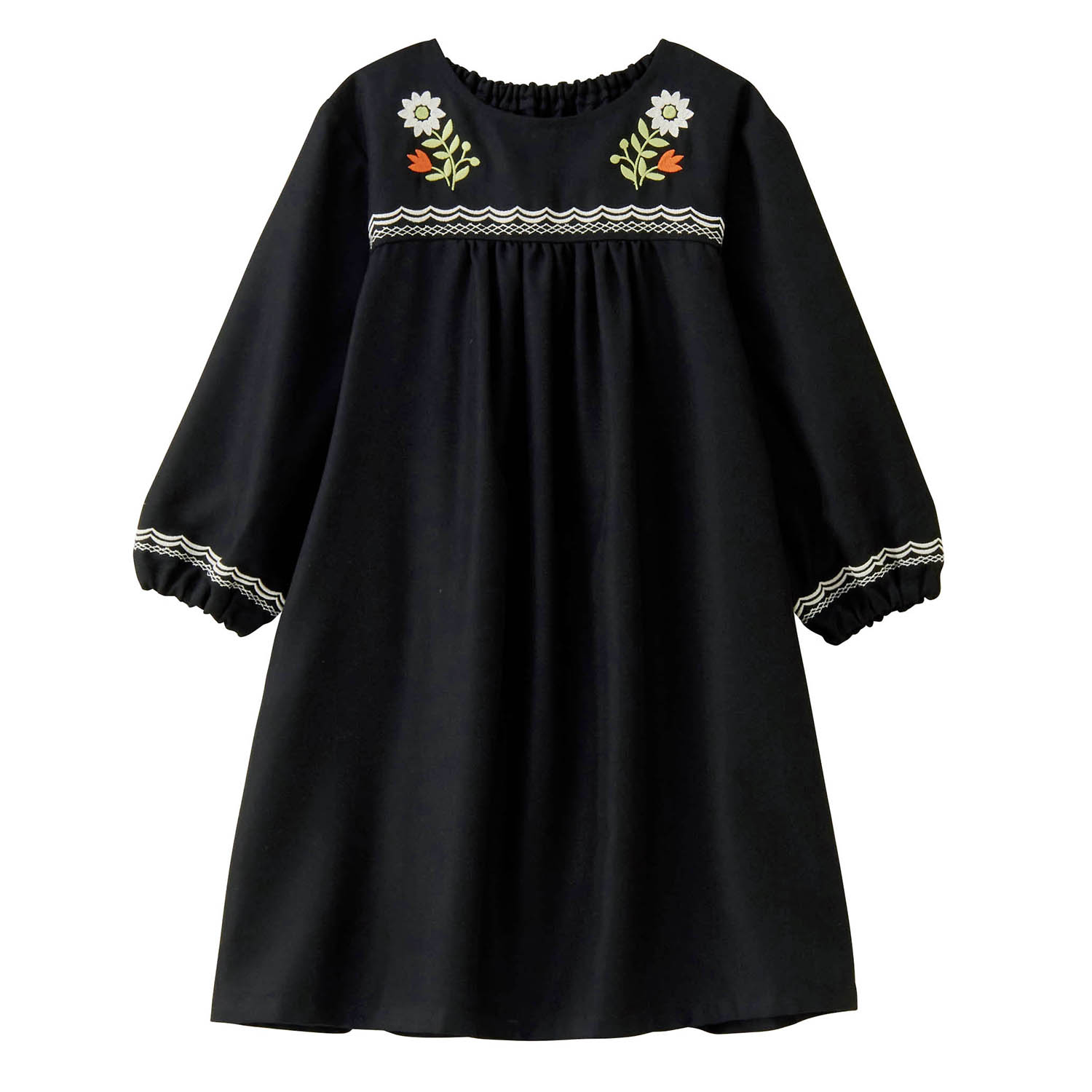 サイズメッシュ刺繍花 ロング ワンピース 長袖150 ベルメゾン ワンピース ワンピ 子供 キッズ 子供服 女の子