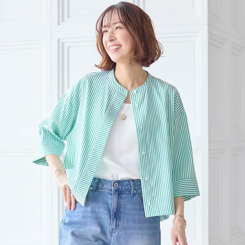シャツ トップス レディース 女性 シワになりにくい クロップドシャツ きれいめ シンプル 上品形状安定 トレンド 大きいサイズ 4L 5L 6L おしゃれ ベルメゾン シャツ トップス レディース 女性 シワになりにくい