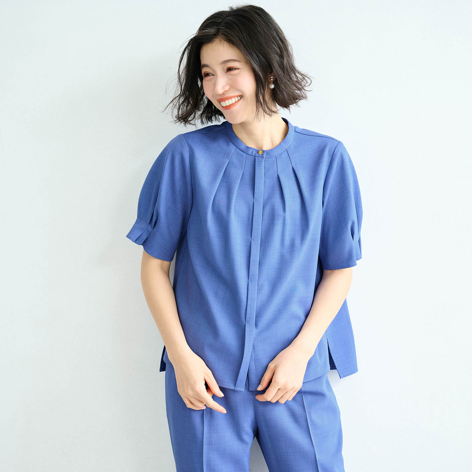 ブラウス シャツ プルオーバー トップス 半袖 レディース 女性 シワになりにくい ストレッチ デザイン シンプル きれいめ 上品 S M L LL 3L おしゃれ ブラウス シャツ プルオーバー トップス 半袖 レディース 女性
