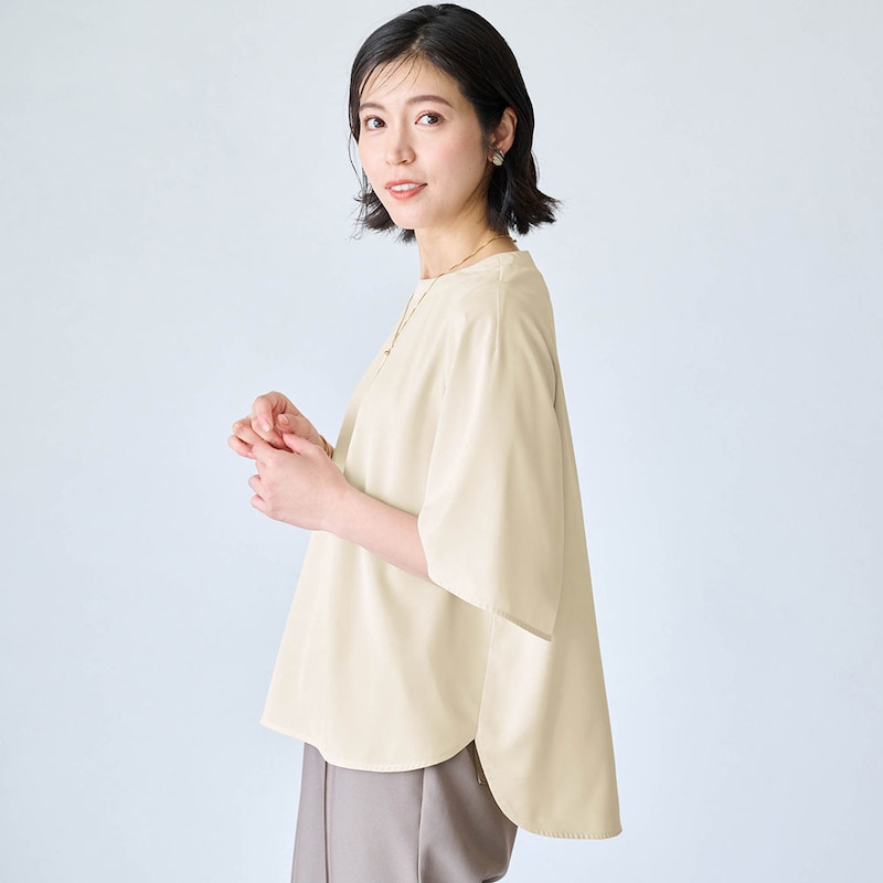ブラウス 半袖 トップス シャツ レディース 女性 Tシャツライク