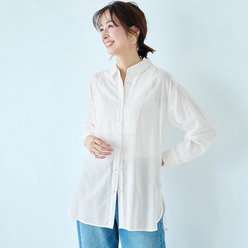 ○W701 used シアー 透け感 半袖 トップス シャツ ジャケット