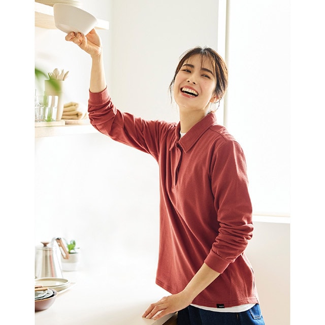 「MAISON SPECIAL」 長袖ポロシャツ FREE ネイビー レディース MAISON SPECIAL 「MAISON SPECIAL」 長袖ポロシャツ FREE